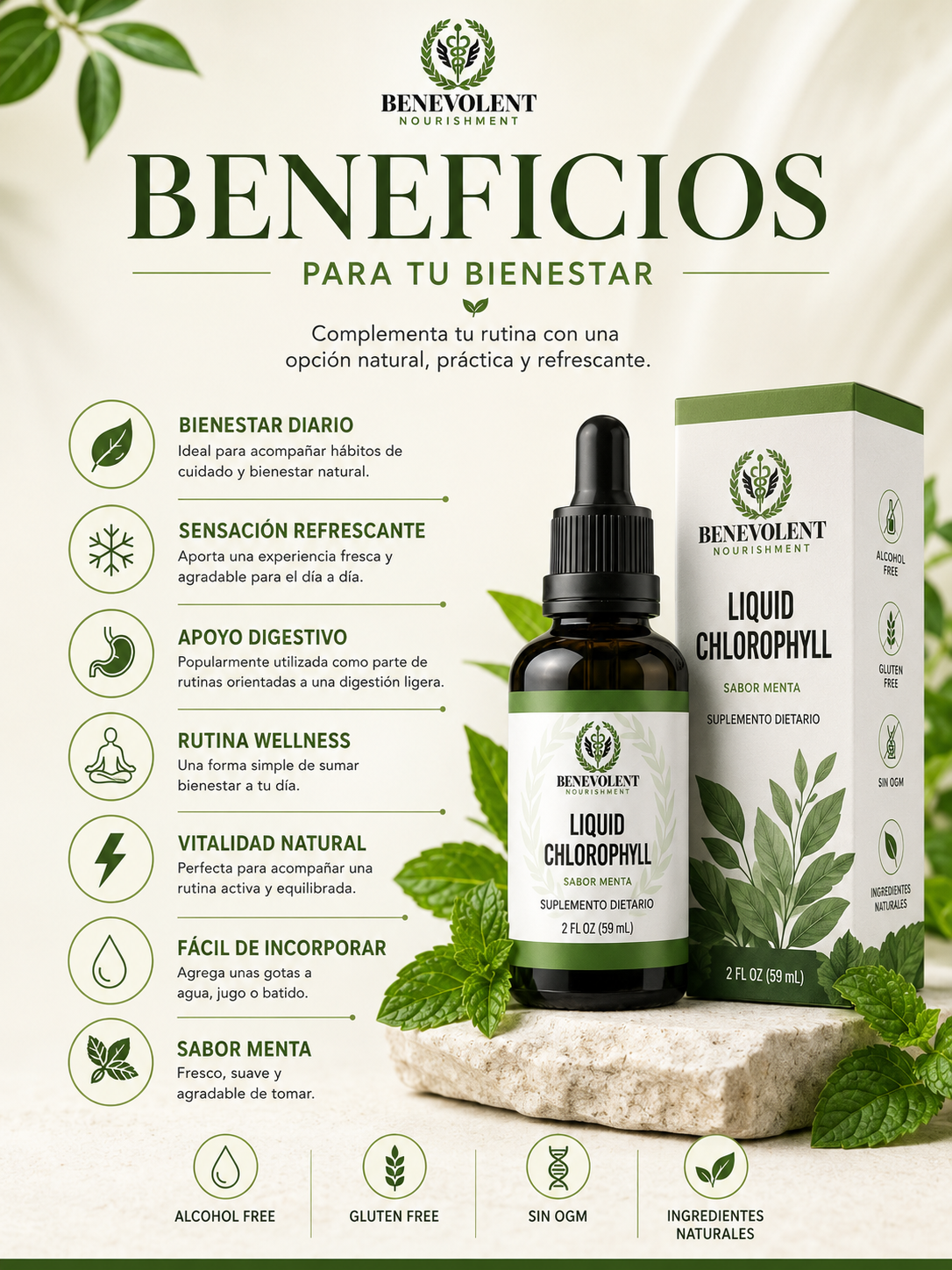 CLOROFILA BENEVOLENT X 59 ML | El detox que tu cuerpo necesita